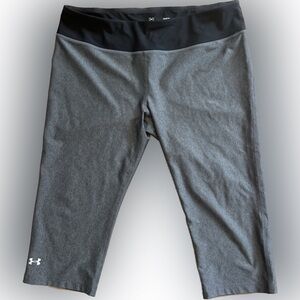 Under Armour HeatGear Capri Leggings Gray W Black Waistband Women’s Large